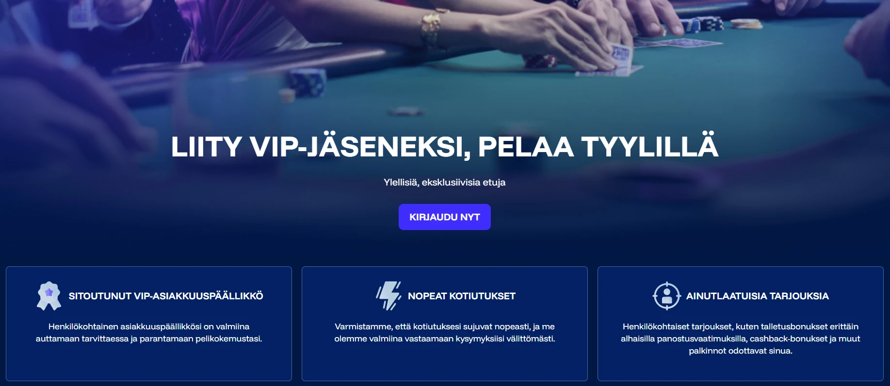 FrostyBetin VIP-ohjelma, johon kuuluvat henkilökohtainen asiakasmanageri, nopeat kotiutukset ja yksilölliset tarjoukset